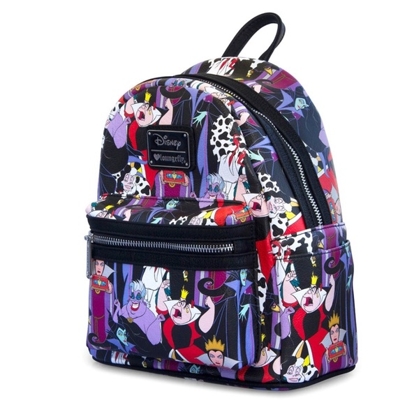 RARE! Loungefly Heart Logo Disney Villians mini backpack NWT - Picture 2 of 7